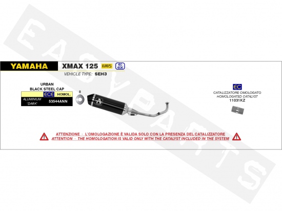 Uitlaat ARROW Urban Dark Yamaha X-Max 125i E5 2021->